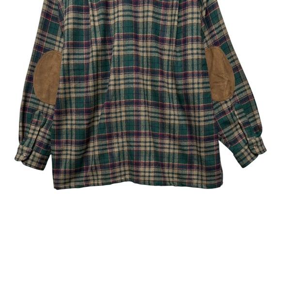 Vintage Pendleton Wool Flannel Elbow Patch Button Down Shirt Size Large - Picture 6 of 9